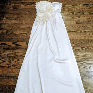 Max and Cleo Formal Full Length Rosette Cream Gown